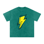 Lightning Bolt Snow Washed Oversized Cotton T-Shirt