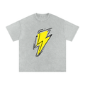 Lightning Bolt Snow Washed Oversized Cotton T-Shirt