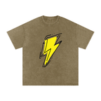 Lightning Bolt Snow Washed Oversized Cotton T-Shirt