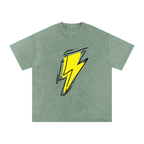 Lightning Bolt Snow Washed Oversized Cotton T-Shirt