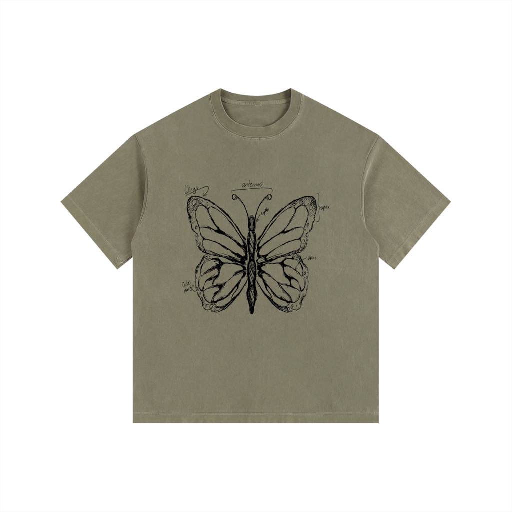 Butterfly Vintage Washed Oversized Cotton T-Shirt