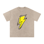 Lightning Bolt Snow Washed Oversized Cotton T-Shirt