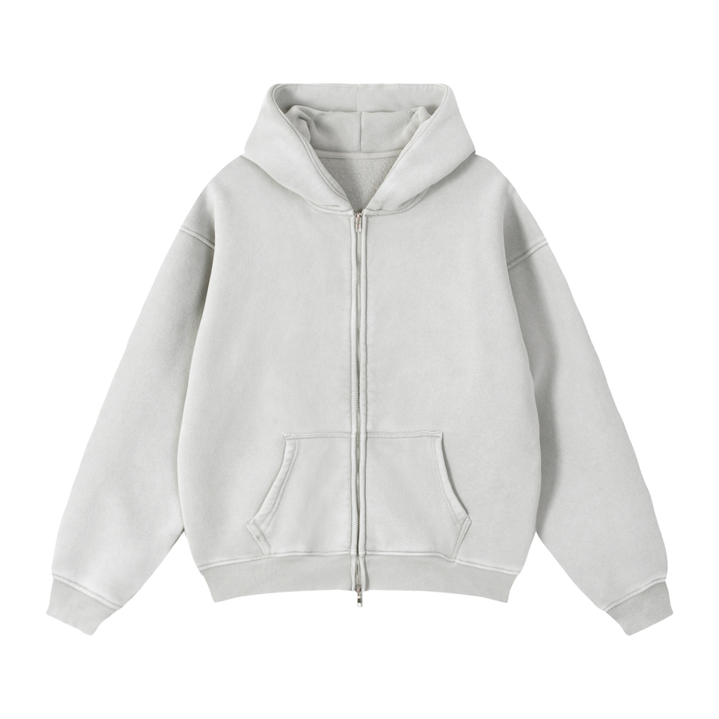 Black WONDER Zip-Through Boxy Fleece Hoodie