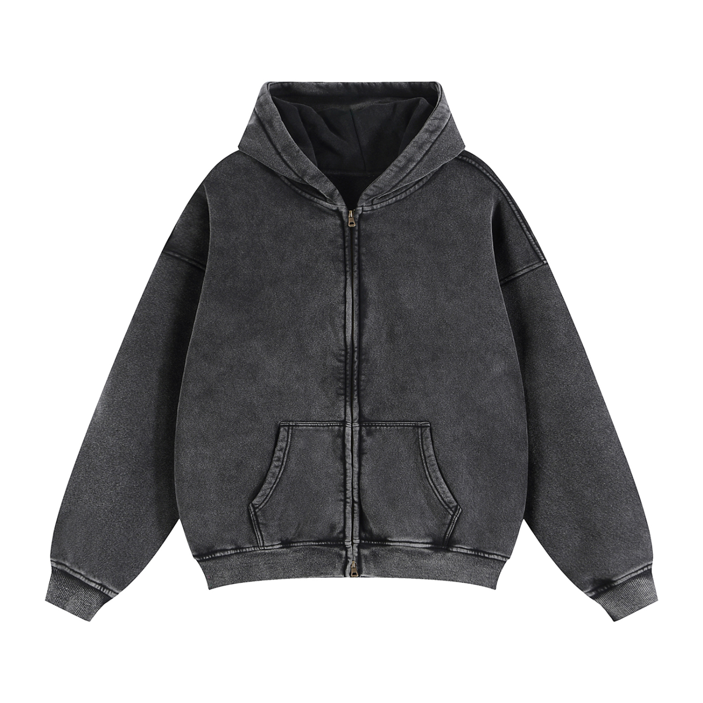 Grey WONDER Zip-Through Boxy Fleece Hoodie
