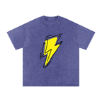 Lightning Bolt Snow Washed Oversized Cotton T-Shirt