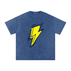 Lightning Bolt Snow Washed Oversized Cotton T-Shirt