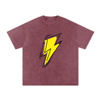 Lightning Bolt Snow Washed Oversized Cotton T-Shirt