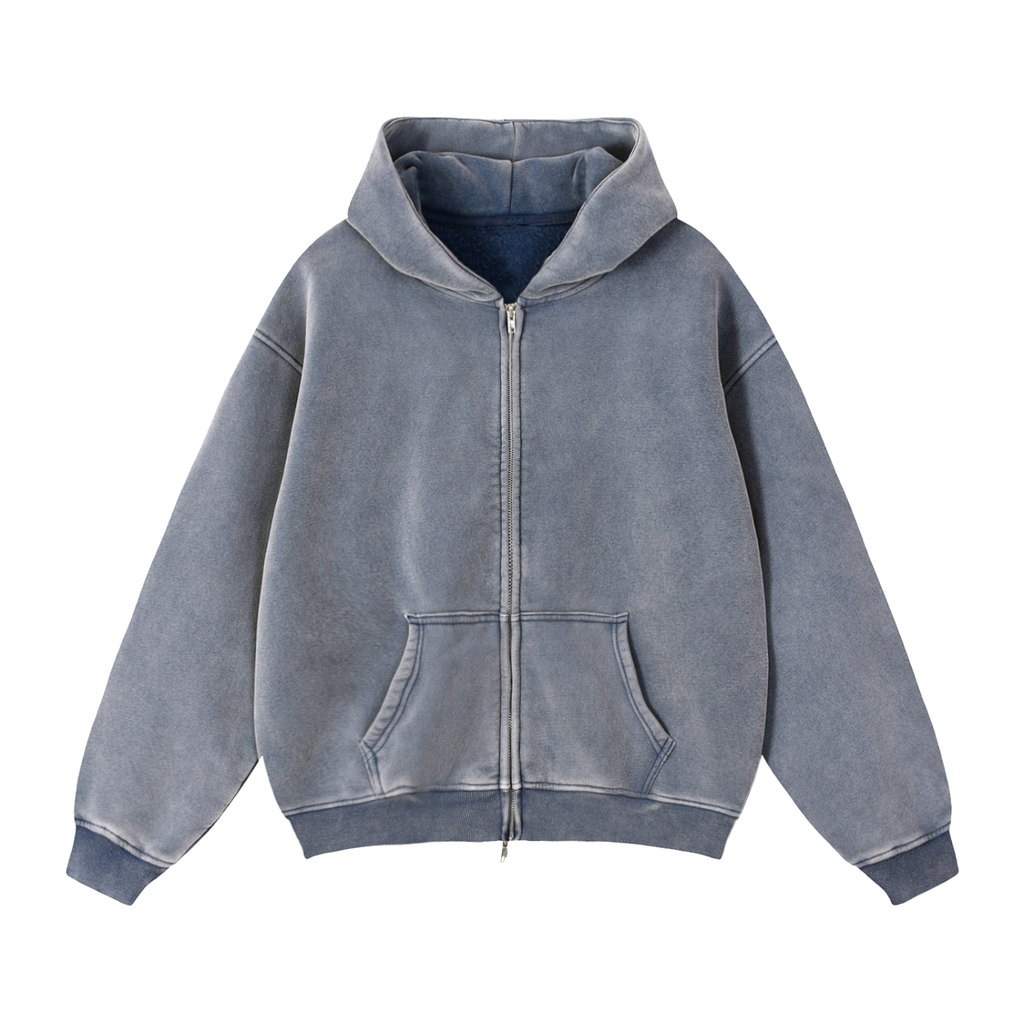 Black WONDER Zip-Through Boxy Fleece Hoodie