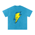 Lightning Bolt Snow Washed Oversized Cotton T-Shirt