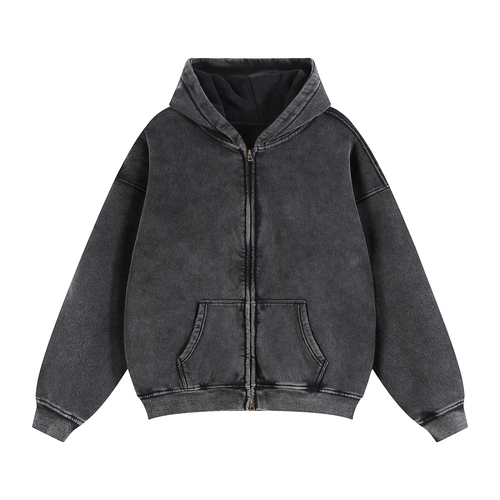Black WONDER Zip-Through Boxy Fleece Hoodie