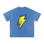 Lightning Bolt Snow Washed Oversized Cotton T-Shirt