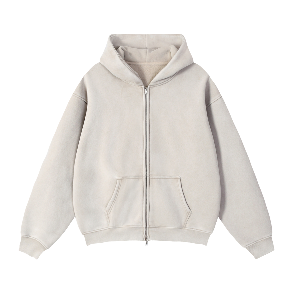 Black WONDER Zip-Through Boxy Fleece Hoodie