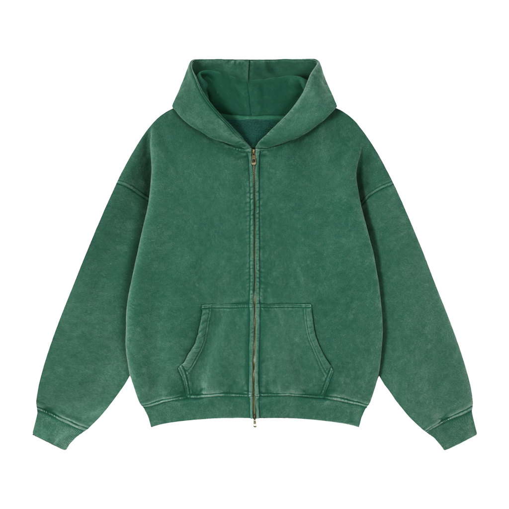 Black WONDER Zip-Through Boxy Fleece Hoodie