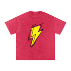 Lightning Bolt Snow Washed Oversized Cotton T-Shirt