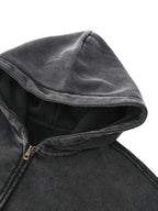 Black WONDER Zip-Through Boxy Fleece Hoodie