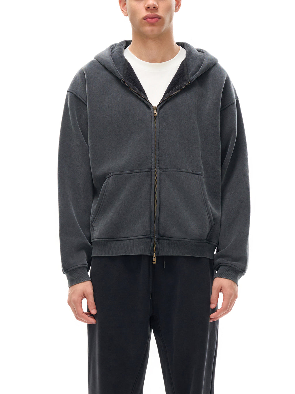 Grey WONDER Zip-Through Boxy Fleece Hoodie