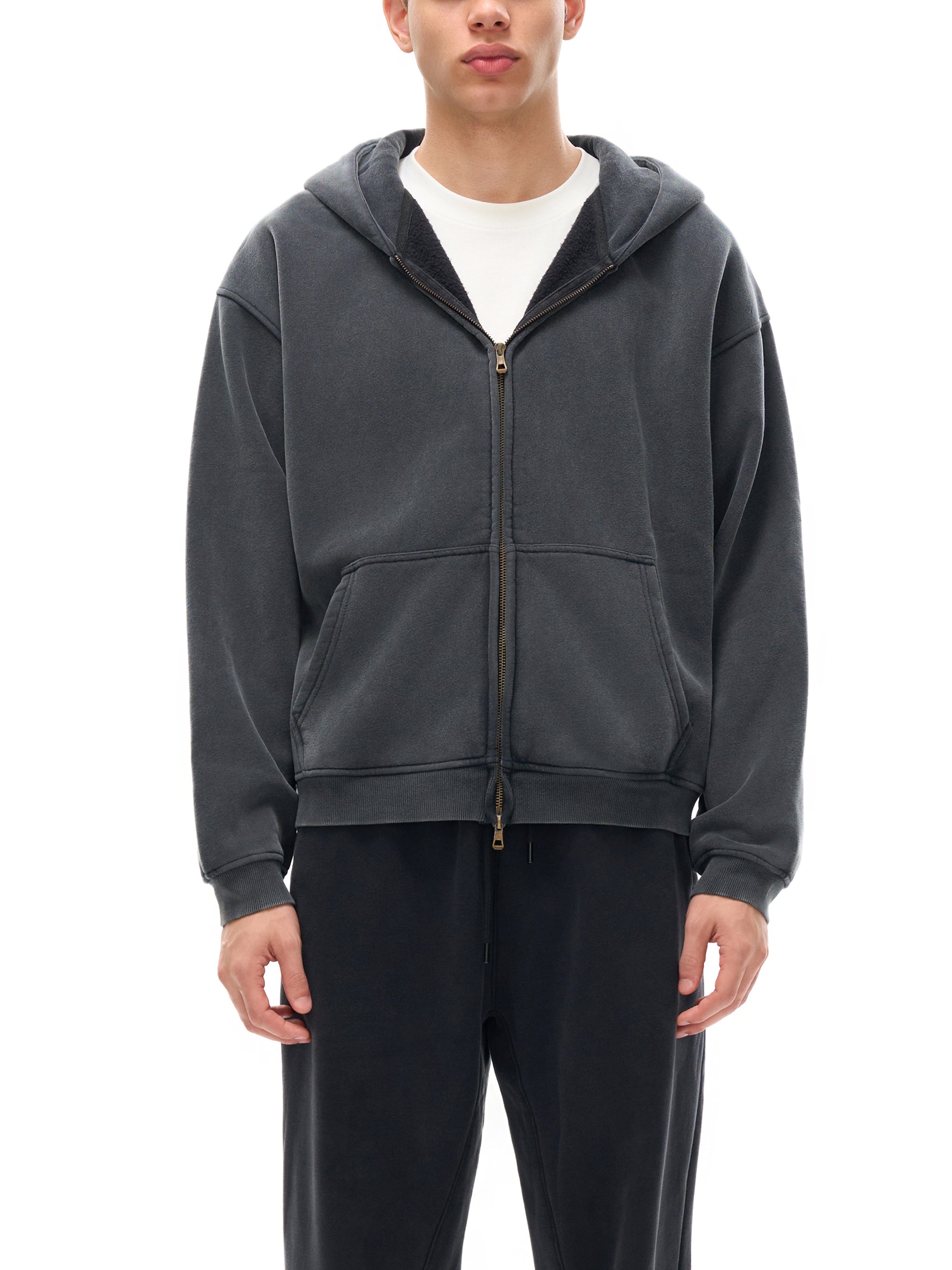 Grey WONDER Zip-Through Boxy Fleece Hoodie